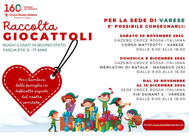 cri raccolta giocattoli varese