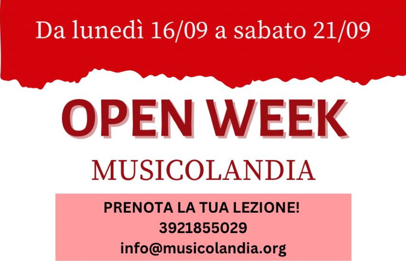 open week musicolandia prenotazioni